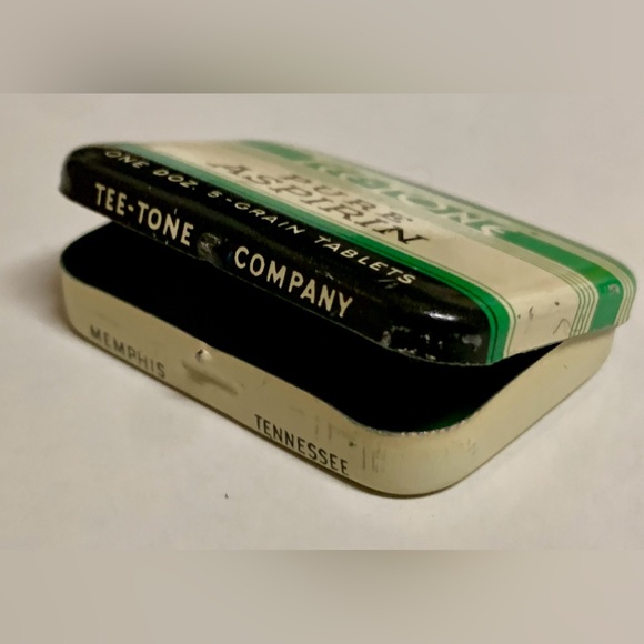 Mid Century Vintage TEE TONE Pure Aspirin Hinge Lidded Medicine Tin - Picture 6 of 16